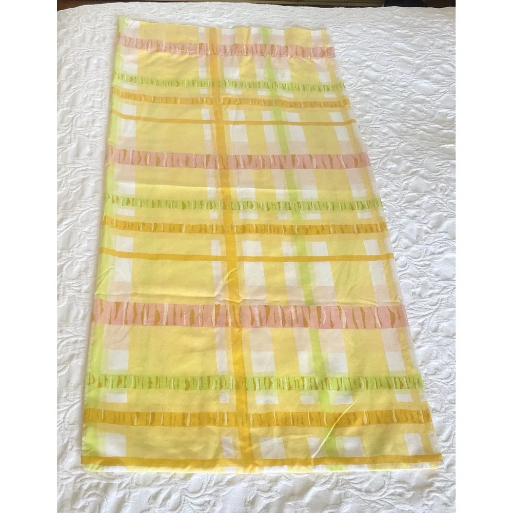 Vintage Plaid 1 King Pillowcase Yellow Green Pink‎ Percale Burlington House USA